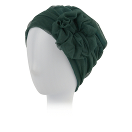 Turban z ozdobną siateczką w stylu retro butelkowa zieleń BELLA # BM13