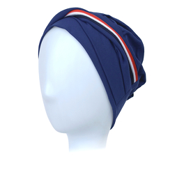Turban granatowy z trójkolorową lamówką MILAN # B23+A14