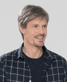 Peruka męska z włosów syntetycznych brąz z siwizną ROGER Sport # M46s