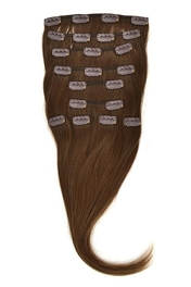 Dopinka do przedłużania włosów metodą clip-in jasny brąz LUX CLIP ME - 35cm 125g # 12