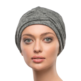 Lekki turban na chłodne dni z dekoracyjnym marszczeniem szary COPENHAGEN # TLM1*