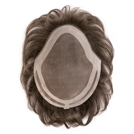 Tupet męski z włosów syntetycznych popielaty brąz z efektem siwizny JASON # M36s