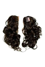 Treska z dwóch pasm z kręconego włosa syntetycznego orzechowy brąz SAMBUCA # hazelnut/mix