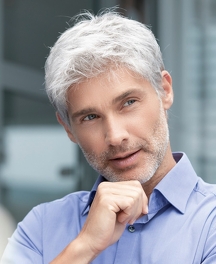 Peruka męska syntetyczna ciemny brąz z siwizną BRAD # M39s