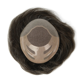 Men's toupee made of dark brown natural remy hair MOSI #3ASH