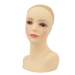 Display head with face for showcasing wigs 35cm