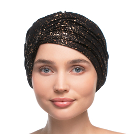 Elegancki czarny turban ze złotym printem SPARKLE*