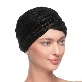 Ciepły czarno srebrny turban z ozdobnym węzłem z przodu GLAMOUR*