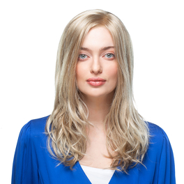 Synthetic long dark blond wig with roots ANN #14/16/6R.