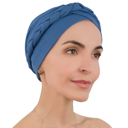 Turban w stylu boho z ozdobnym warkoczem granatowy # CORSICA B278