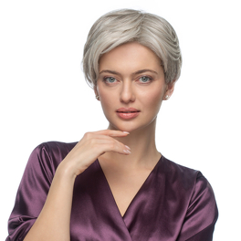 Półperuka syntetyczna z bazą lace front srebrny siwy z ciemnym odrostem IRIS # 51/56/60/1B