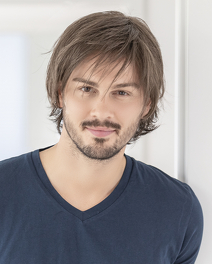 Peruka syntetyczna średniej długości fryzura warstwowa męska siwa JOHNNY # M44s