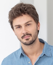 Peruka męska z włosów syntetycznych brąz z siwizną JUSTIN # M46s