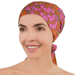 Flowery turban with a multicoloured floral pattern AMSTERDAM # VC74