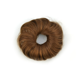 Hair bun donut on an elastic band, Slavic light brown virgin hair 19cm LUX BUBBLE ME PLUS #8/12