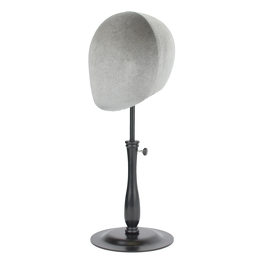 Wig head, stand - grey velvet