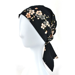 Simple to put on, light, and comfortable black floral turban FELICJA NEW # T-22