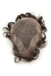 Tupet męski z włosów syntetycznych ciemny brąz z siwizną REMI # M46