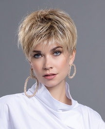 Peruka syntetyczna termoodporna krótka fryzura typu pixie jasny szampański blond z odrostem ELAN # lightchampagne/rooted