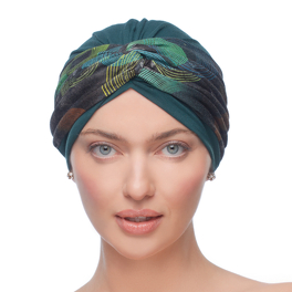 Turban z ozdobną szarfą butelkowa zieleń CARLA # BM13+BM317
