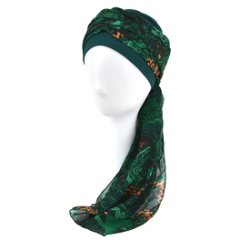 Turban z długą ozdobną szarfą zielony BEATA # sz-11+BM13