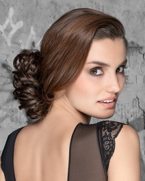 Dopinka typu gniazdko z włosa syntetycznego na gumce ciemny brąz GIN # dark brown*